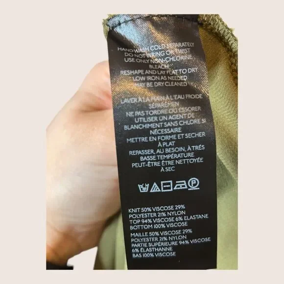 🫒 ANTHRO PILCRO LONG SLEEVE MOCK NECK SWING MINI DRESS OLIVE ARMY GREEN MEDIUM - Picture 6 of 8